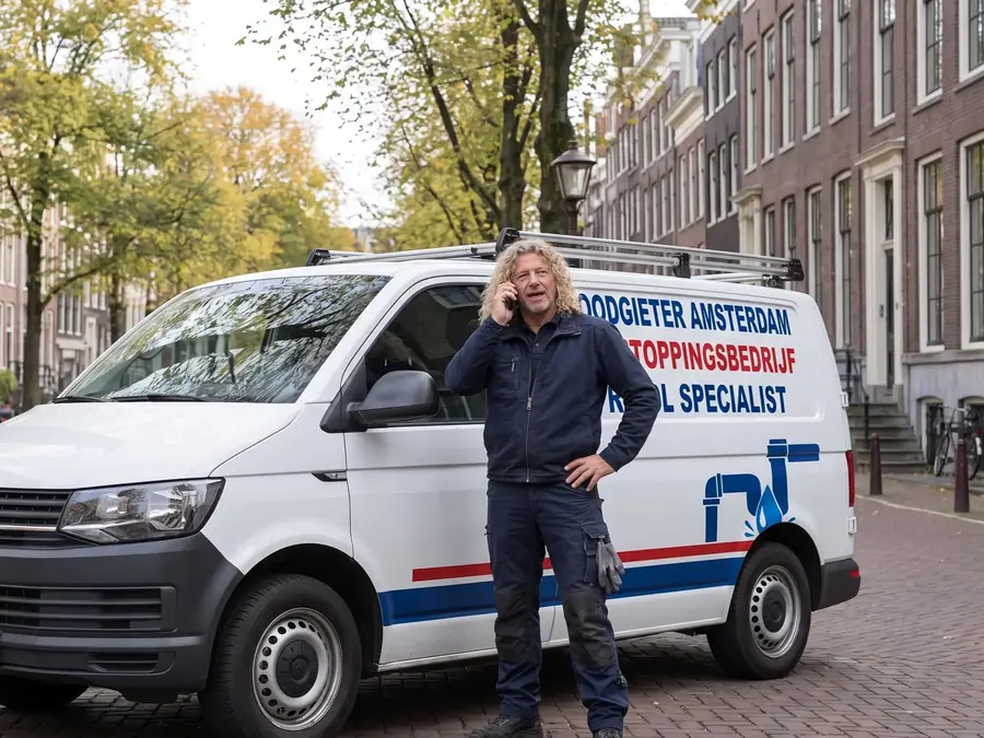Monteur van Loodgieter Amsterdam Ontstoppingsbedrijf aan het werk in Amsterdam